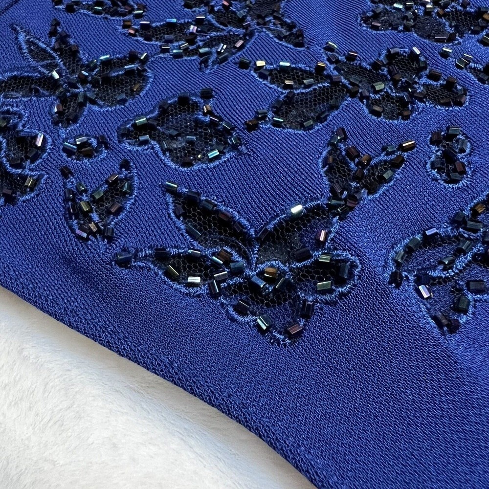 Rimini by Shaw Gown Formal Beaded Top Blue Maxi Women’s 6 - Picture 9 of 13